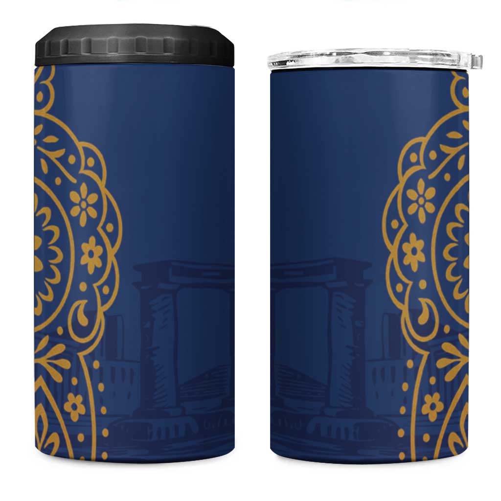 Italy Campania 4 in 1 Can Cooler Tumbler Vietri Sul Mare Tile With Pompeii Ruins - Wonder Print Shop