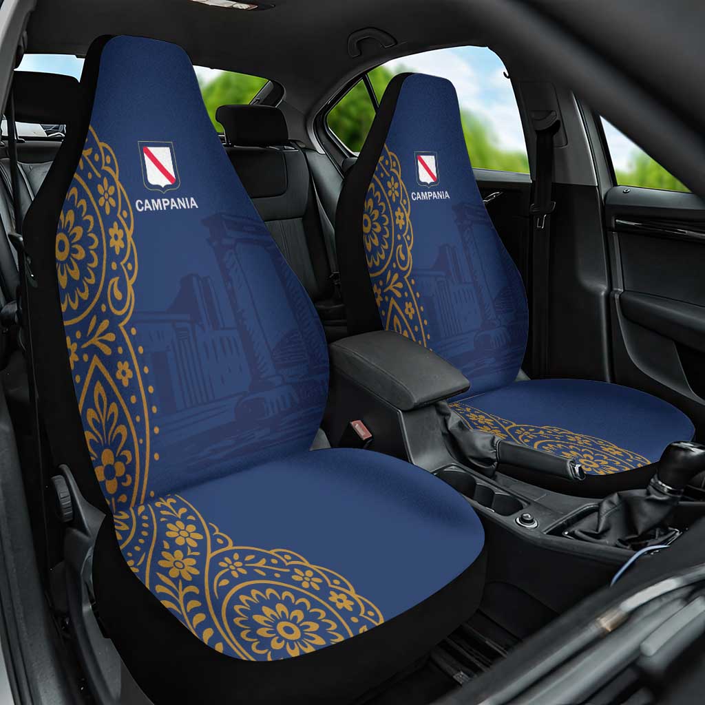 Italy Campania Car Seat Cover Vietri Sul Mare Tile With Pompeii Ruins - Wonder Print Shop