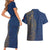 Italy Campania Couples Matching Short Sleeve Bodycon Dress and Hawaiian Shirt Vietri Sul Mare Tile With Pompeii Ruins - Wonder Print Shop