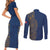 Italy Campania Couples Matching Short Sleeve Bodycon Dress and Long Sleeve Button Shirt Vietri Sul Mare Tile With Pompeii Ruins - Wonder Print Shop