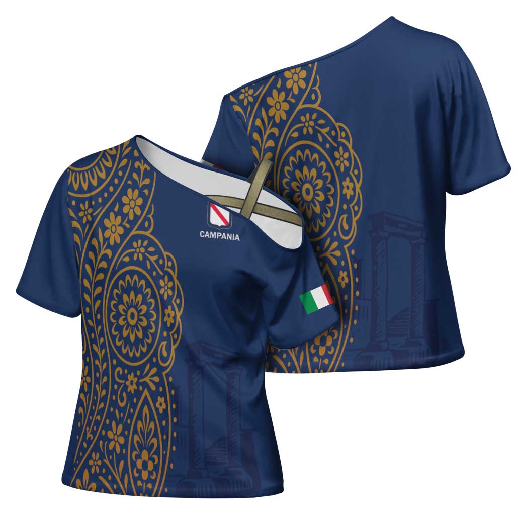 Italy Campania Cross Shoulder Shirt Vietri Sul Mare Tile With Pompeii Ruins - Wonder Print Shop