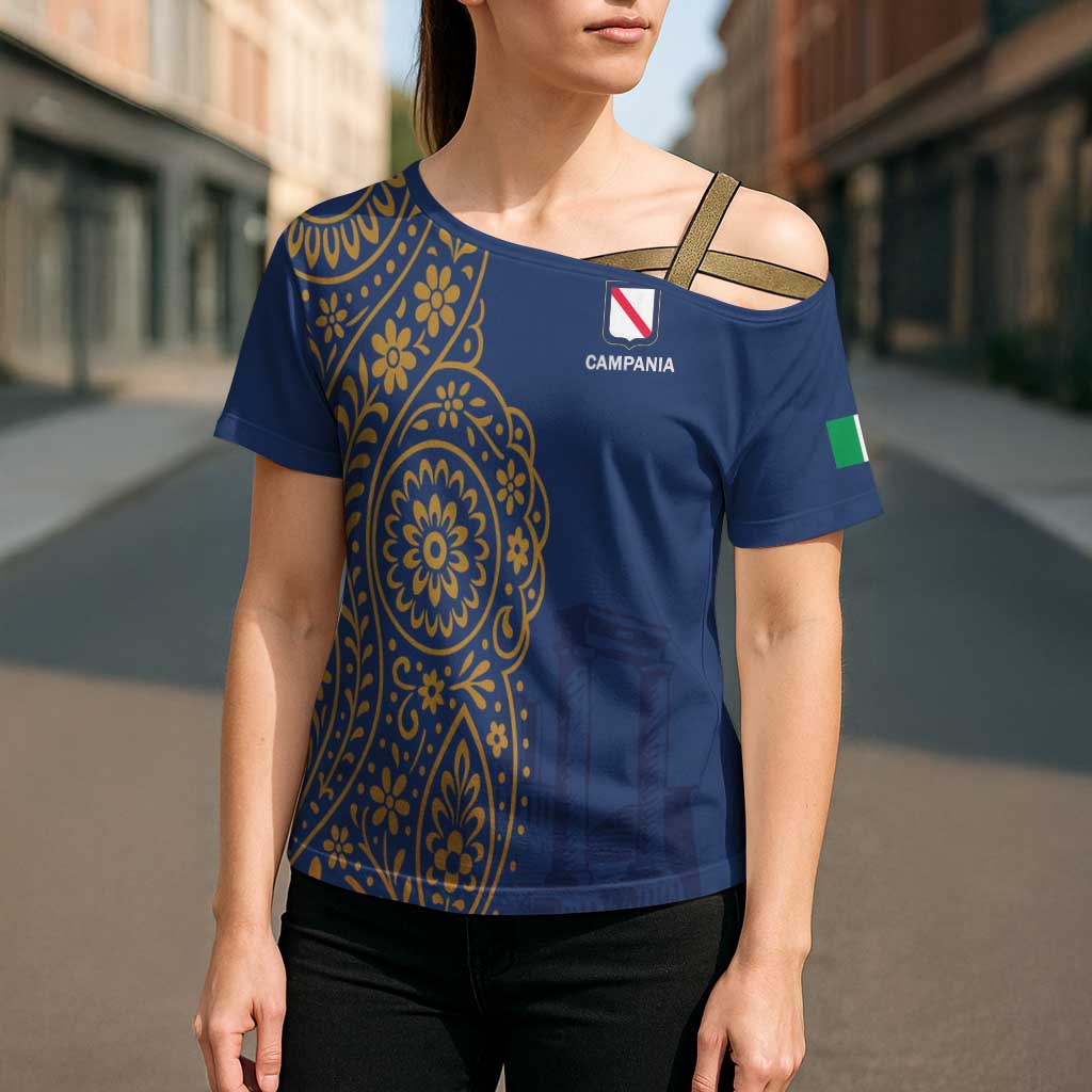 Italy Campania Cross Shoulder Shirt Vietri Sul Mare Tile With Pompeii Ruins - Wonder Print Shop