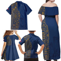 Italy Campania Family Matching Off Shoulder Maxi Dress and Hawaiian Shirt Vietri Sul Mare Tile With Pompeii Ruins - Wonder Print Shop