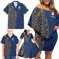 Italy Campania Family Matching Off Shoulder Short Dress and Hawaiian Shirt Vietri Sul Mare Tile With Pompeii Ruins - Wonder Print Shop