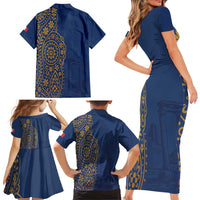 Italy Campania Family Matching Short Sleeve Bodycon Dress and Hawaiian Shirt Vietri Sul Mare Tile With Pompeii Ruins - Wonder Print Shop