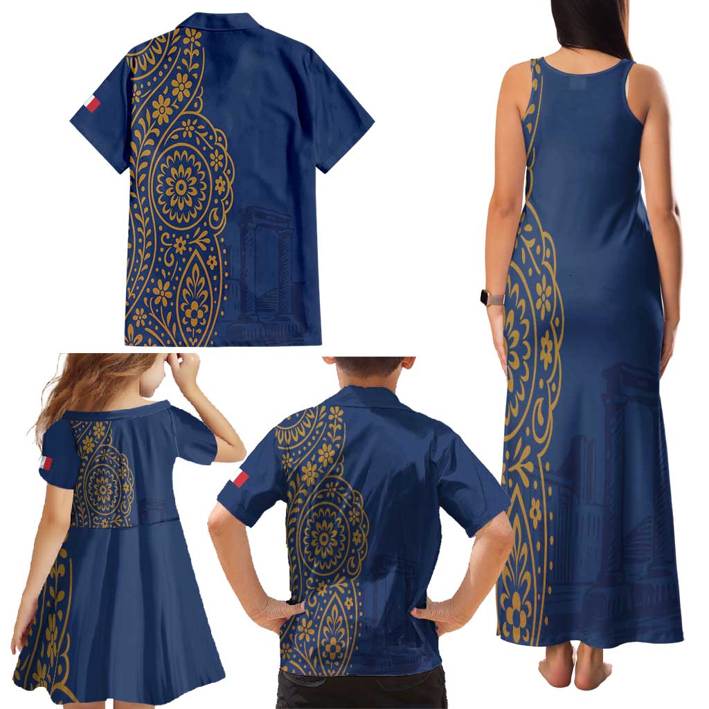 Italy Campania Family Matching Tank Maxi Dress and Hawaiian Shirt Vietri Sul Mare Tile With Pompeii Ruins - Wonder Print Shop