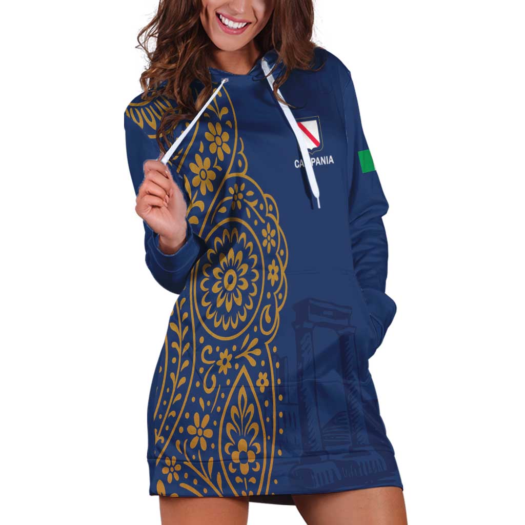 Italy Campania Hoodie Dress Vietri Sul Mare Tile With Pompeii Ruins - Wonder Print Shop