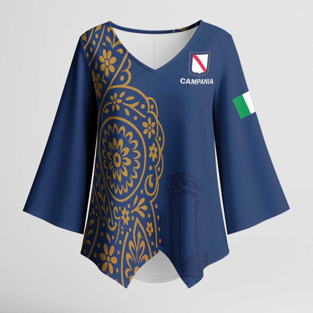 Italy Campania Kimono Sleeve Blouse Vietri Sul Mare Tile With Pompeii Ruins - Wonder Print Shop