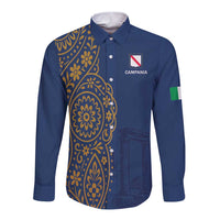 Italy Campania Long Sleeve Button Shirt Vietri Sul Mare Tile With Pompeii Ruins - Wonder Print Shop