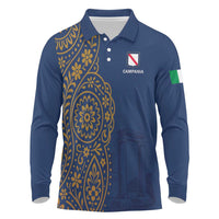 Italy Campania Long Sleeve Polo Shirt Vietri Sul Mare Tile With Pompeii Ruins - Wonder Print Shop