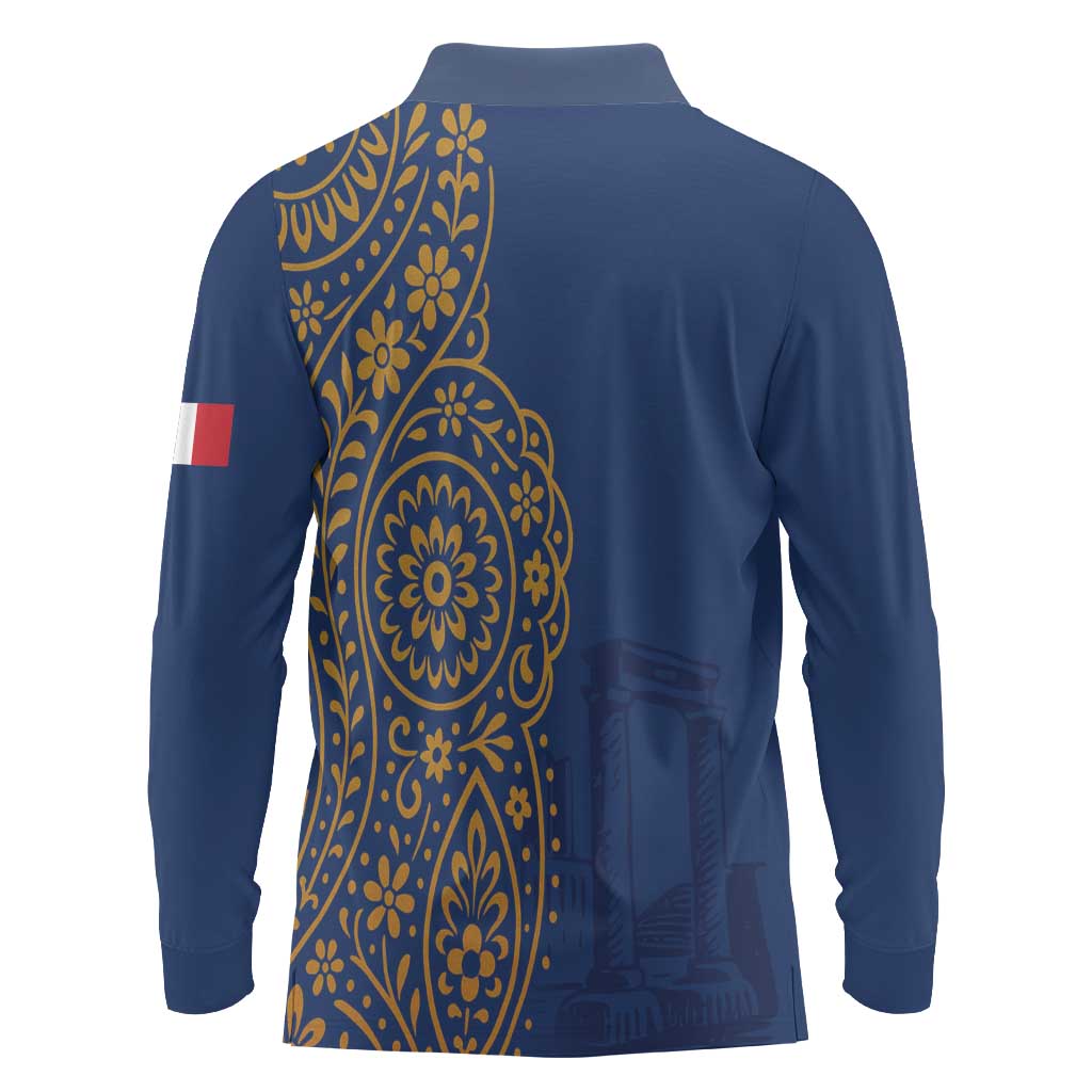 Italy Campania Long Sleeve Polo Shirt Vietri Sul Mare Tile With Pompeii Ruins - Wonder Print Shop