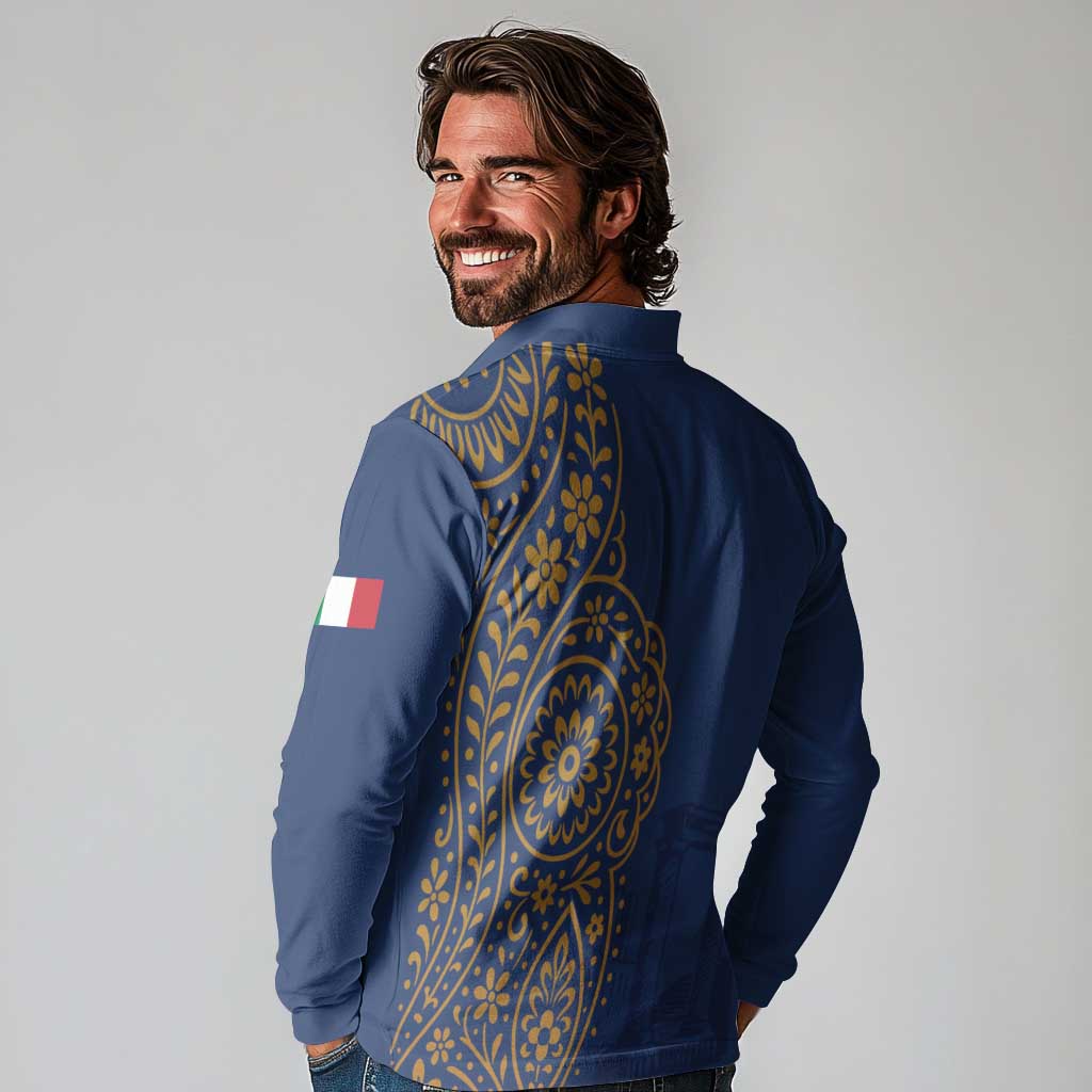 Italy Campania Long Sleeve Polo Shirt Vietri Sul Mare Tile With Pompeii Ruins - Wonder Print Shop