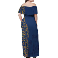 Italy Campania Off Shoulder Maxi Dress Vietri Sul Mare Tile With Pompeii Ruins - Wonder Print Shop