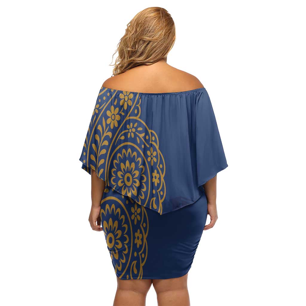 Italy Campania Off Shoulder Short Dress Vietri Sul Mare Tile With Pompeii Ruins - Wonder Print Shop