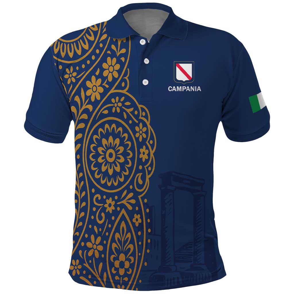 Italy Campania Polo Shirt Vietri Sul Mare Tile With Pompeii Ruins - Wonder Print Shop