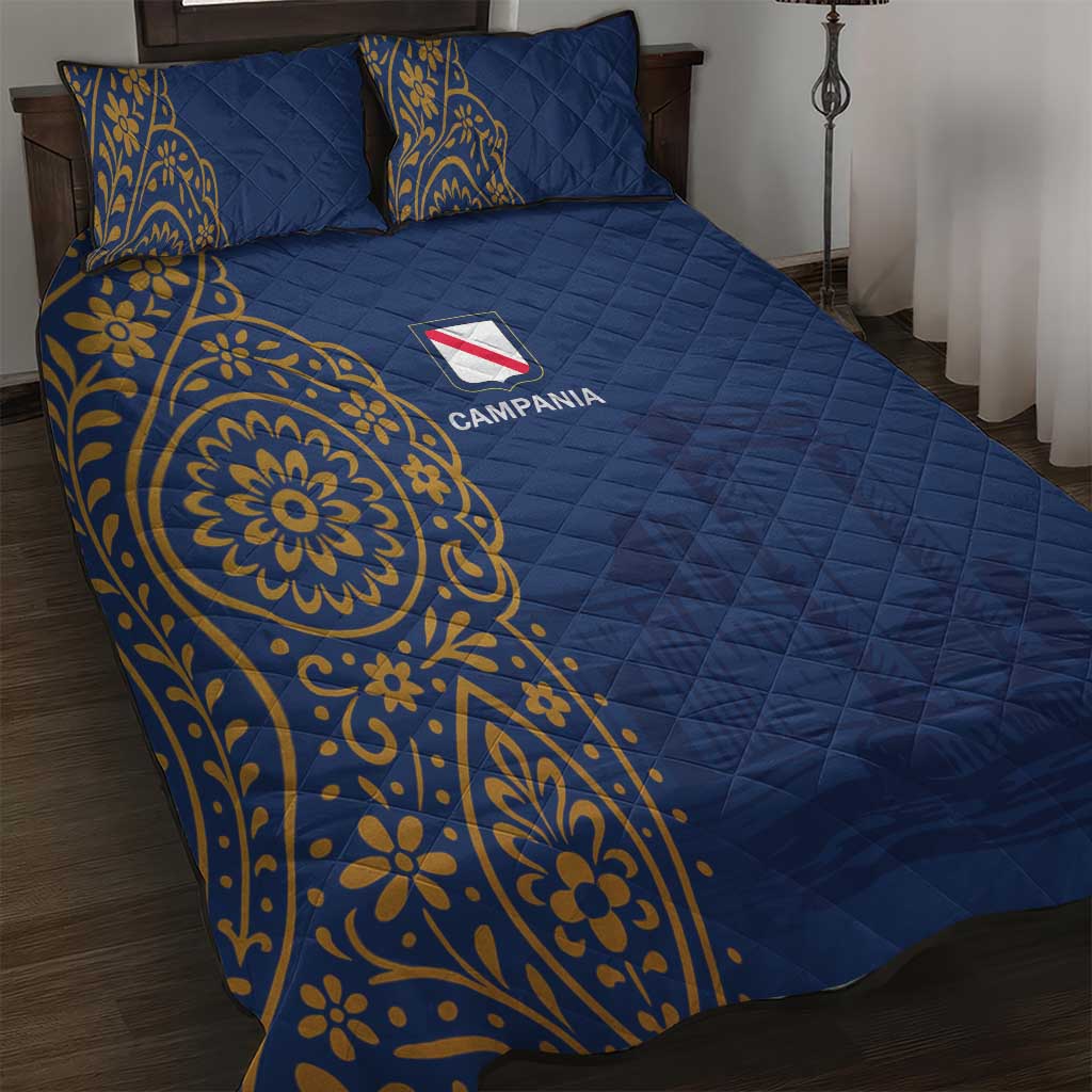 Italy Campania Quilt Bed Set Vietri Sul Mare Tile With Pompeii Ruins - Wonder Print Shop