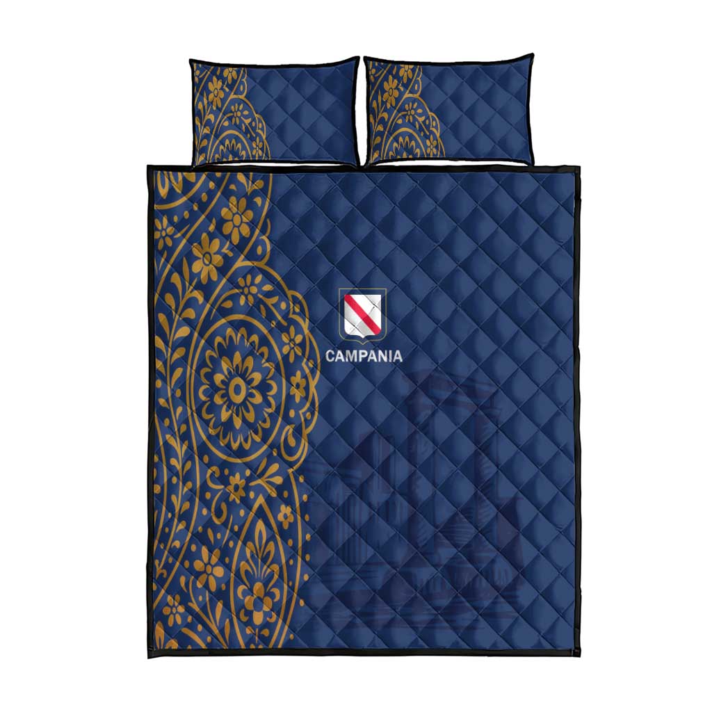 Italy Campania Quilt Bed Set Vietri Sul Mare Tile With Pompeii Ruins - Wonder Print Shop