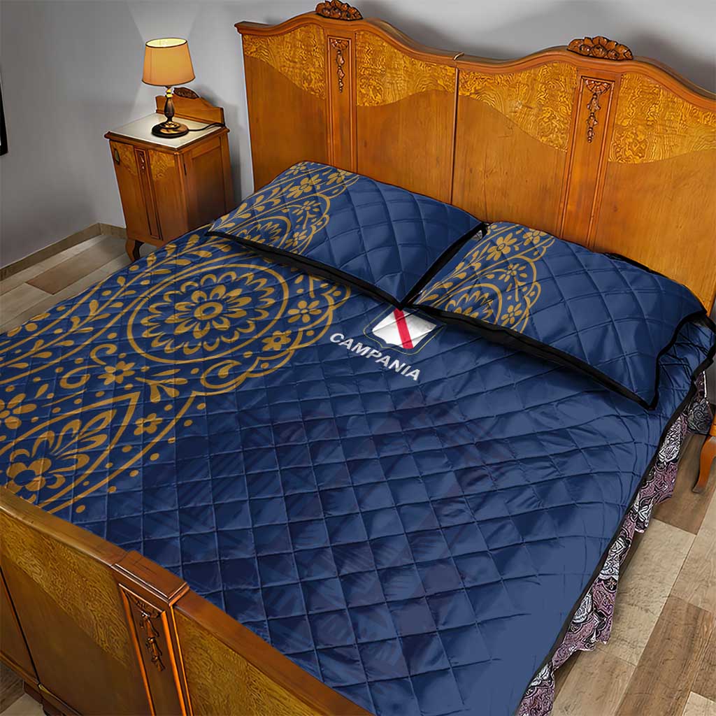 Italy Campania Quilt Bed Set Vietri Sul Mare Tile With Pompeii Ruins - Wonder Print Shop