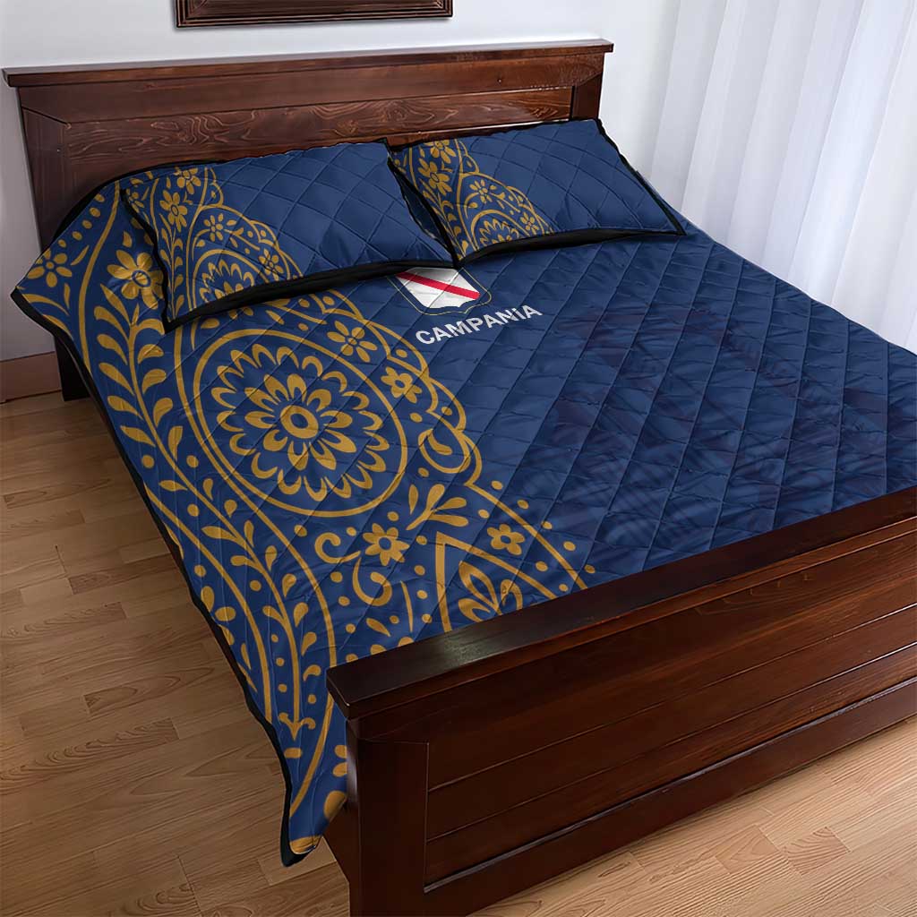 Italy Campania Quilt Bed Set Vietri Sul Mare Tile With Pompeii Ruins - Wonder Print Shop