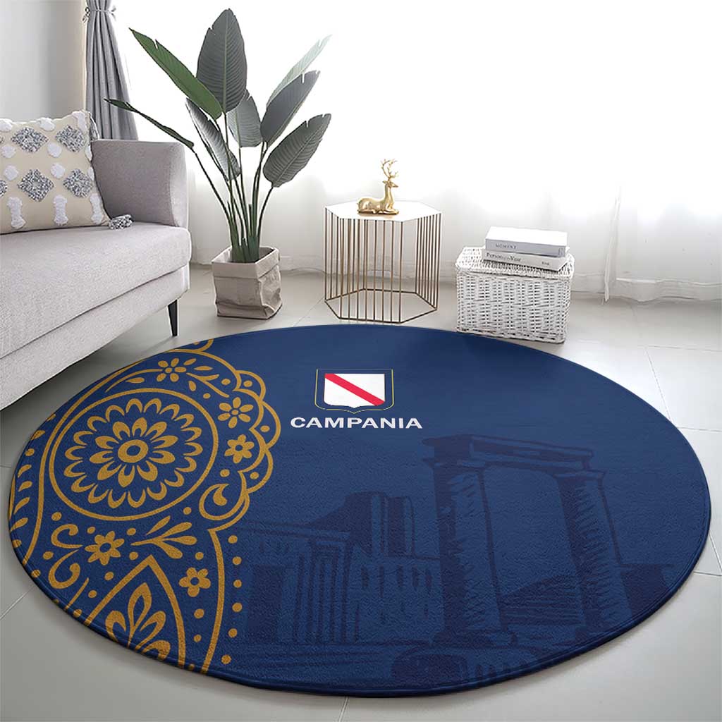 Italy Campania Round Carpet Vietri Sul Mare Tile With Pompeii Ruins - Wonder Print Shop