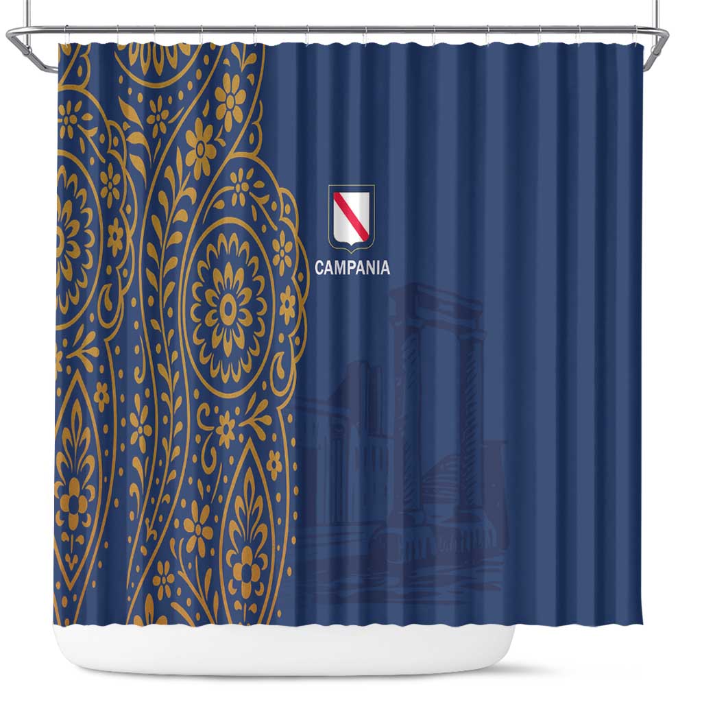 Italy Campania Shower Curtain Vietri Sul Mare Tile With Pompeii Ruins - Wonder Print Shop