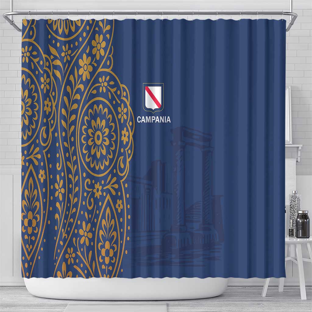 Italy Campania Shower Curtain Vietri Sul Mare Tile With Pompeii Ruins - Wonder Print Shop