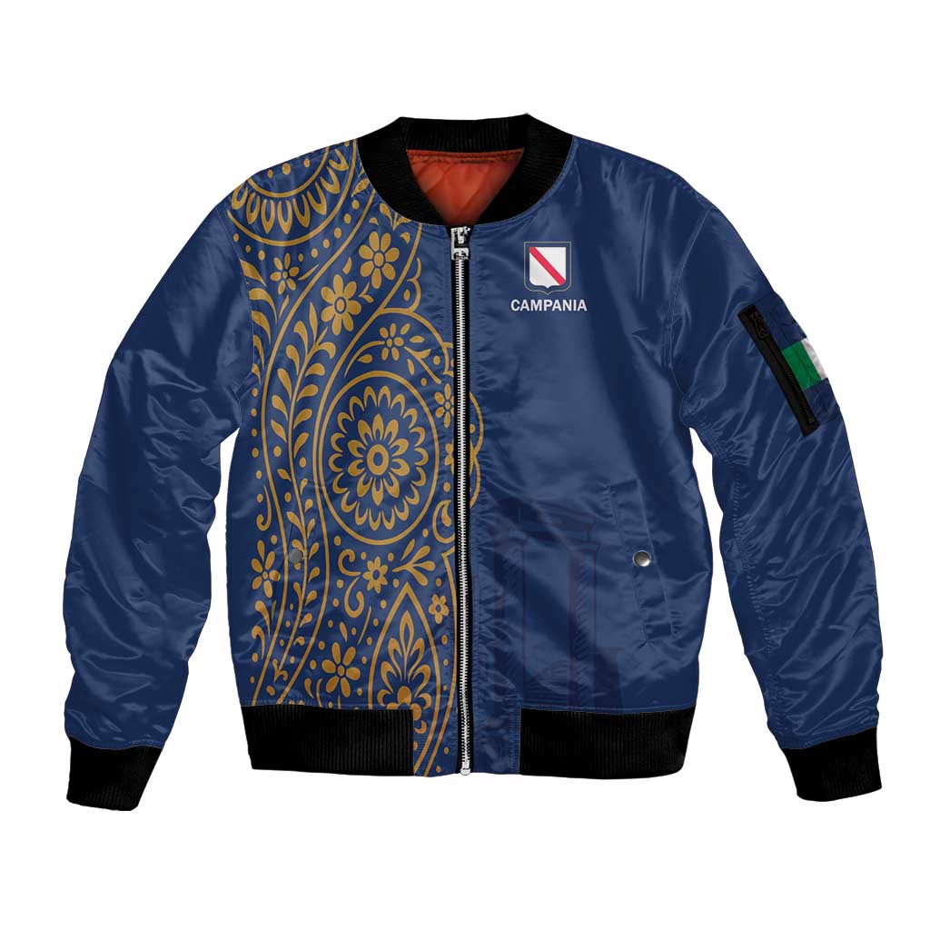 Italy Campania Sleeve Zip Bomber Jacket Vietri Sul Mare Tile With Pompeii Ruins - Wonder Print Shop