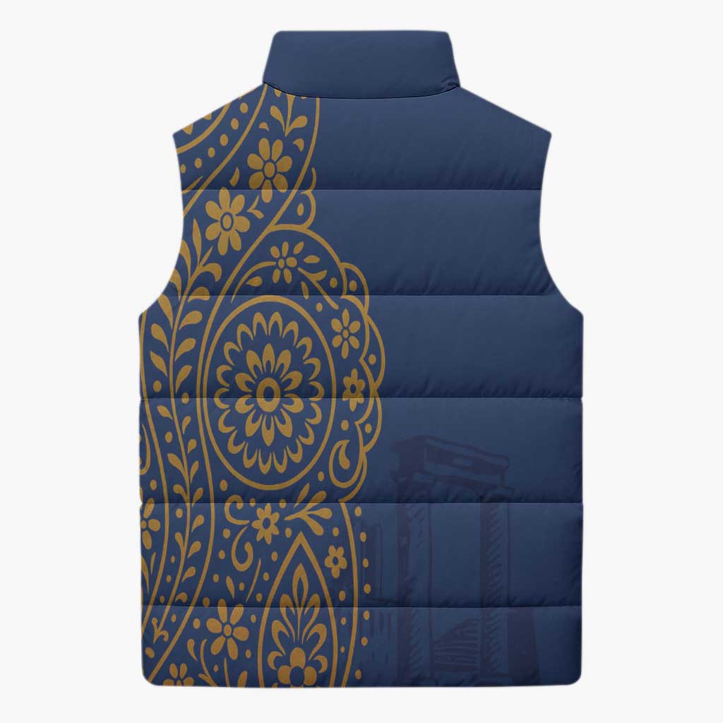 Italy Campania Sleeveless Puffer Jacket Vietri Sul Mare Tile With Pompeii Ruins - Wonder Print Shop