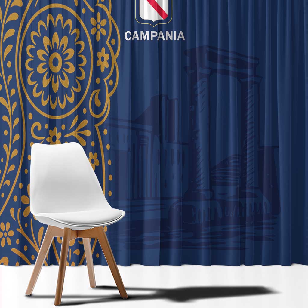 Italy Campania Window Curtain Vietri Sul Mare Tile With Pompeii Ruins - Wonder Print Shop