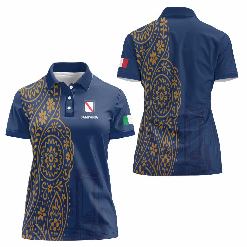 Italy Campania Women Polo Shirt Vietri Sul Mare Tile With Pompeii Ruins - Wonder Print Shop