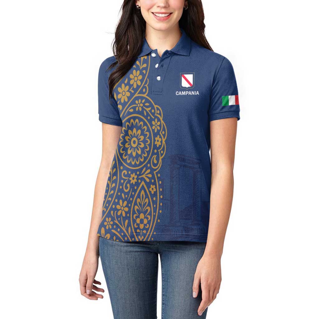 Italy Campania Women Polo Shirt Vietri Sul Mare Tile With Pompeii Ruins - Wonder Print Shop