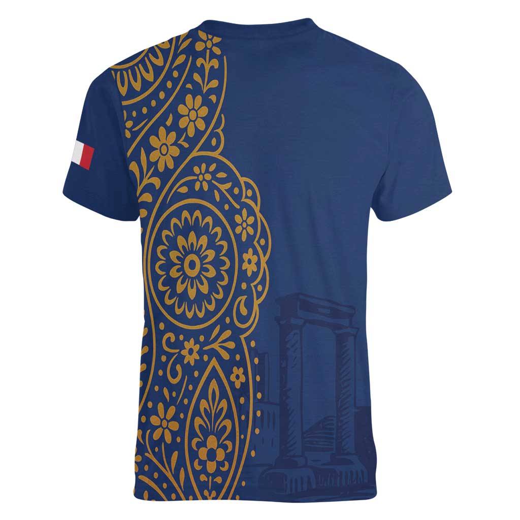 Italy Campania Women V-Neck T-Shirt Vietri Sul Mare Tile With Pompeii Ruins - Wonder Print Shop