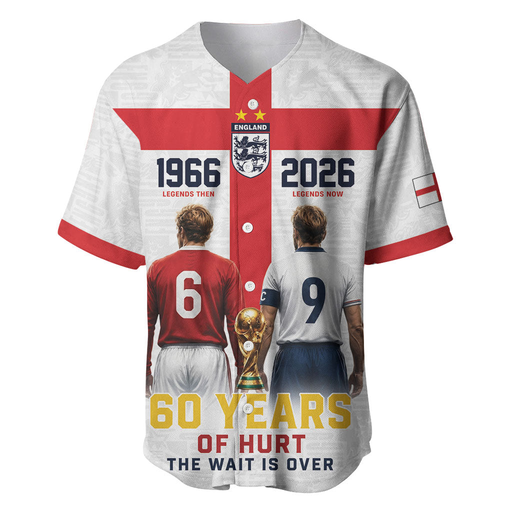Custom England Football 60 Year Legacy Baseball Jersey 1966 Legends Then 2026 Legends Now