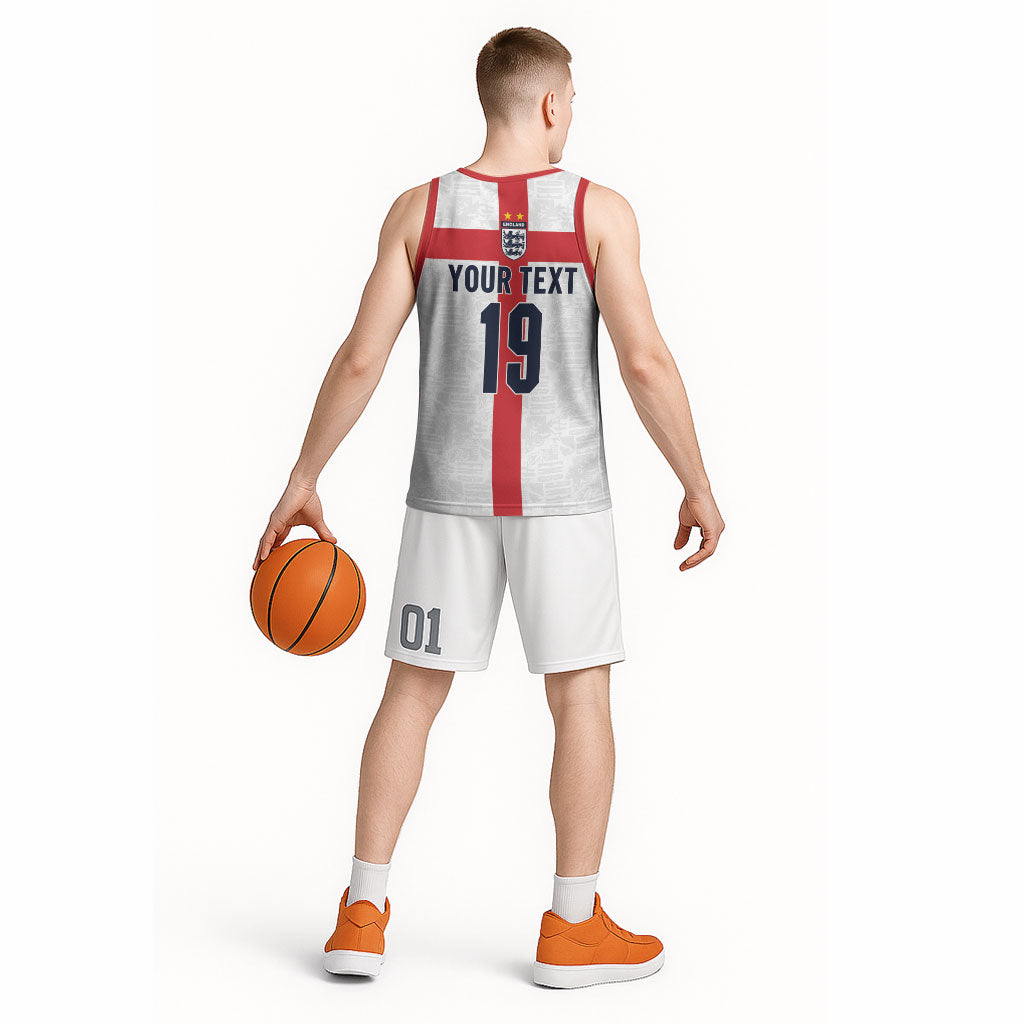 Custom England Football 60 Year Legacy Basketball Jersey 1966 Legends Then 2026 Legends Now
