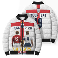 Custom England Football 60 Year Legacy Bomber Puffer Jacket 1966 Legends Then 2026 Legends Now