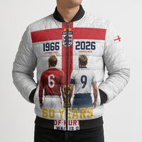 Custom England Football 60 Year Legacy Bomber Puffer Jacket 1966 Legends Then 2026 Legends Now