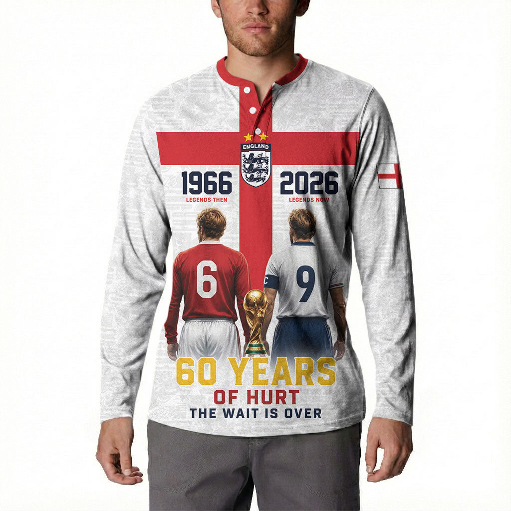 Custom England Football 60 Year Legacy Button Sweatshirt 1966 Legends Then 2026 Legends Now