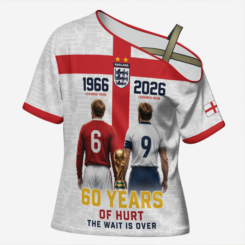 Custom England Football 60 Year Legacy Cross Shoulder Shirt 1966 Legends Then 2026 Legends Now