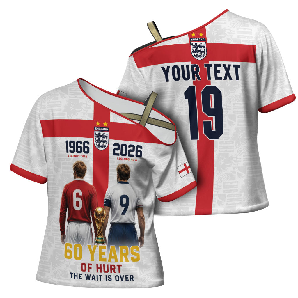 Custom England Football 60 Year Legacy Cross Shoulder Shirt 1966 Legends Then 2026 Legends Now