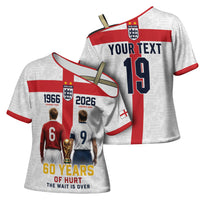 Custom England Football 60 Year Legacy Cross Shoulder Shirt 1966 Legends Then 2026 Legends Now