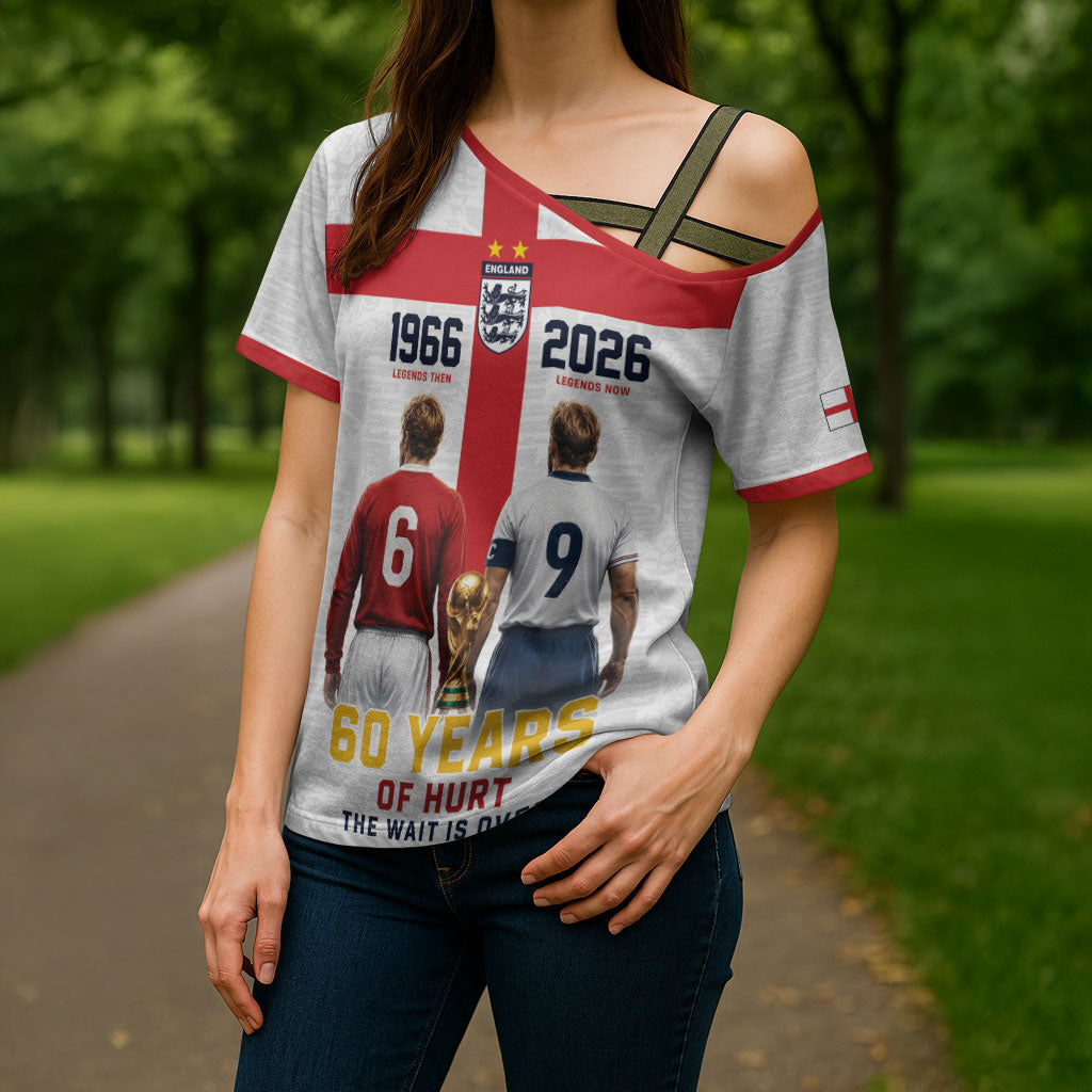 Custom England Football 60 Year Legacy Cross Shoulder Shirt 1966 Legends Then 2026 Legends Now