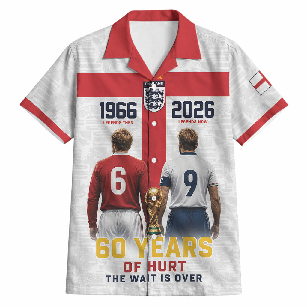 Custom England Football 60 Year Legacy Hawaiian Shirt 1966 Legends Then 2026 Legends Now