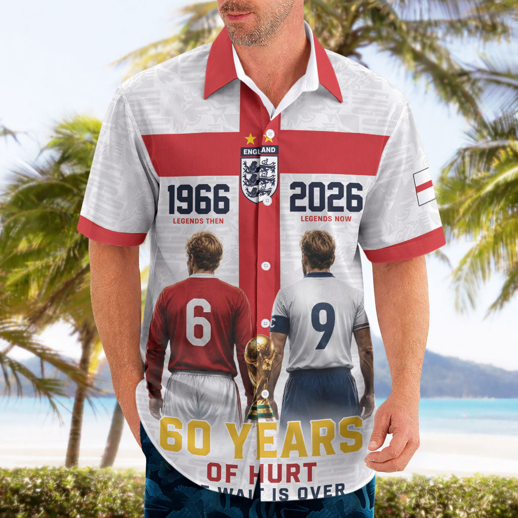 Custom England Football 60 Year Legacy Hawaiian Shirt 1966 Legends Then 2026 Legends Now