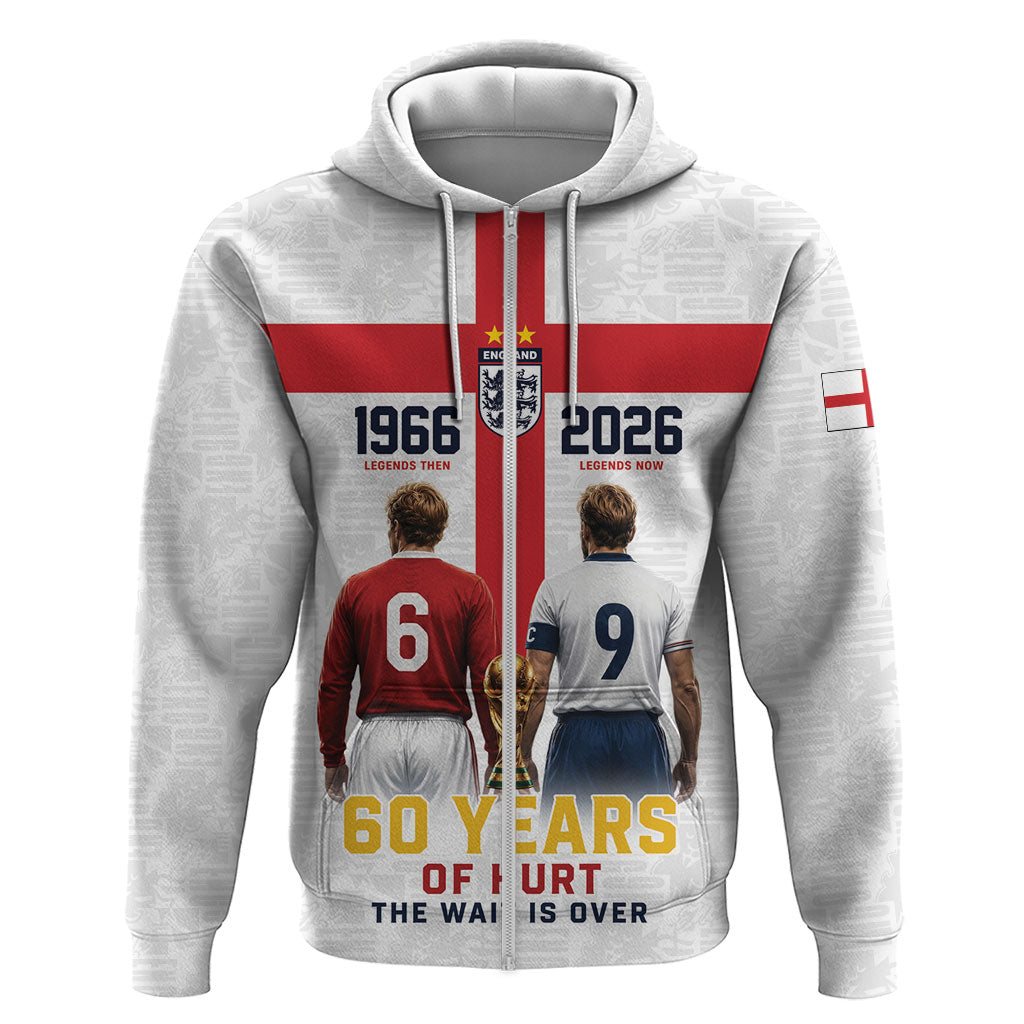 Custom England Football 60 Year Legacy Hoodie 1966 Legends Then 2026 Legends Now