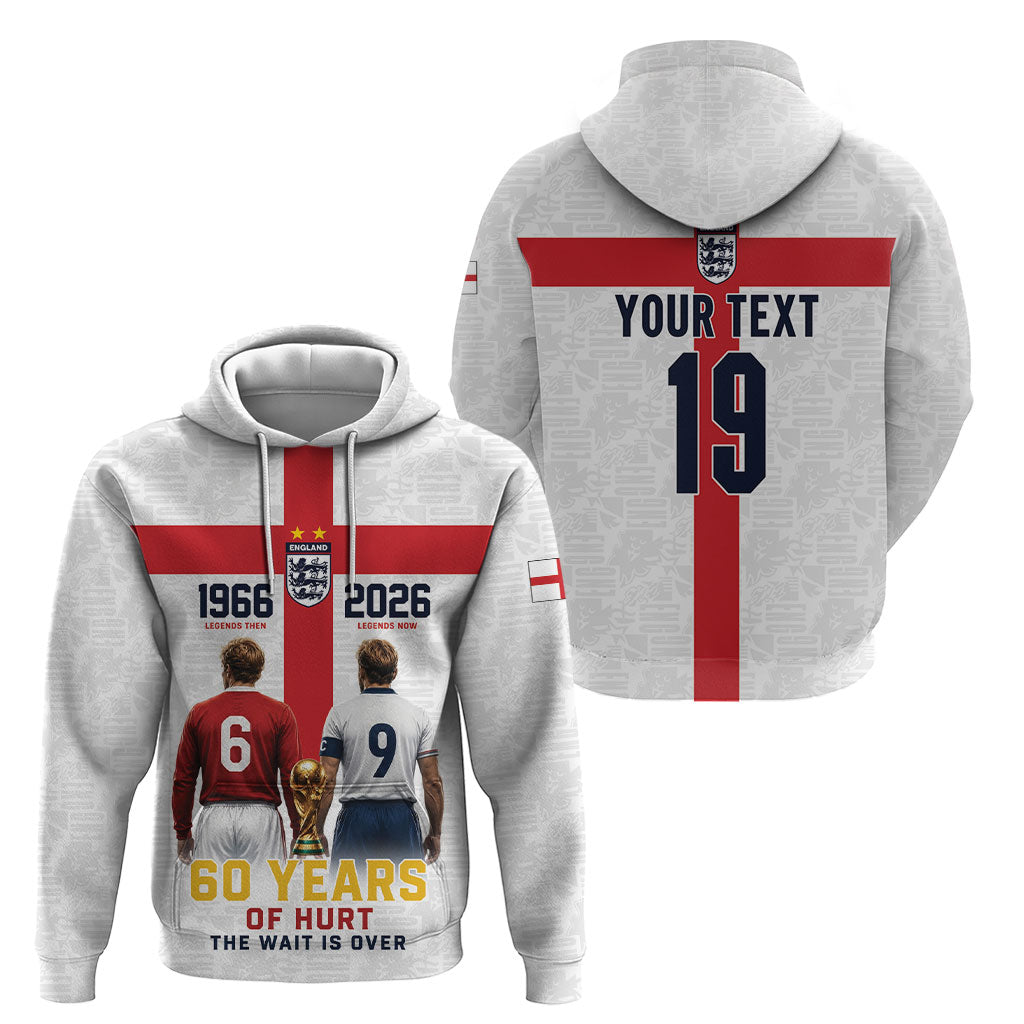 Custom England Football 60 Year Legacy Hoodie 1966 Legends Then 2026 Legends Now