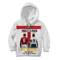 Custom England Football 60 Year Legacy Kid Hoodie 1966 Legends Then 2026 Legends Now
