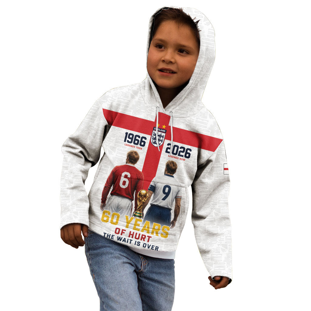Custom England Football 60 Year Legacy Kid Hoodie 1966 Legends Then 2026 Legends Now