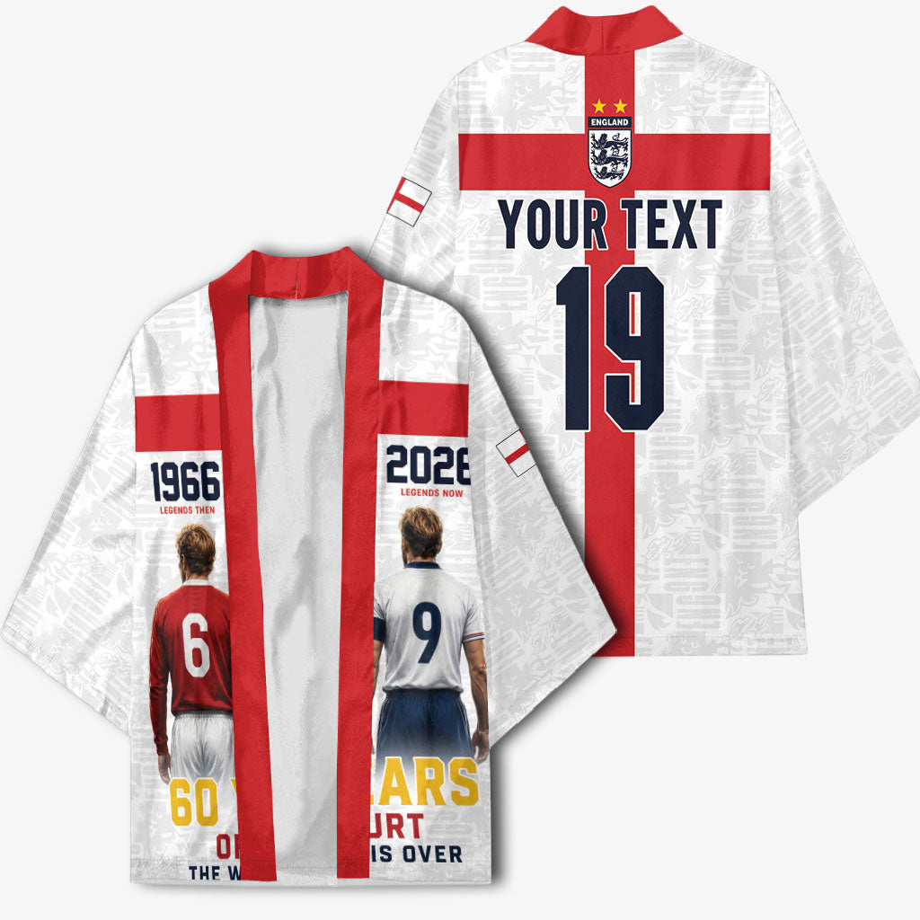 Custom England Football 60 Year Legacy Kimono 1966 Legends Then 2026 Legends Now