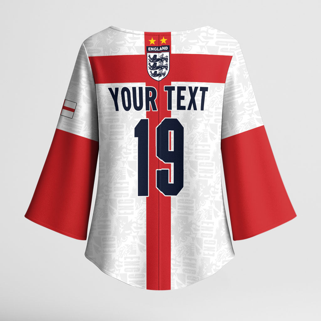 Custom England Football 60 Year Legacy Kimono Sleeve Blouse 1966 Legends Then 2026 Legends Now