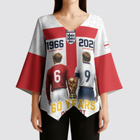 Custom England Football 60 Year Legacy Kimono Sleeve Blouse 1966 Legends Then 2026 Legends Now